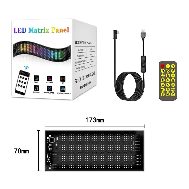 Bright LED Pixel Sign: Scrolling, Flexible, App-Controlled - Perfect for Cars & More!