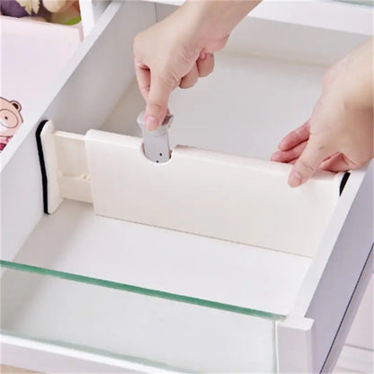Adjustable T-Drawer Dividers – Retractable White Plastic Partition Holders for Home Organization