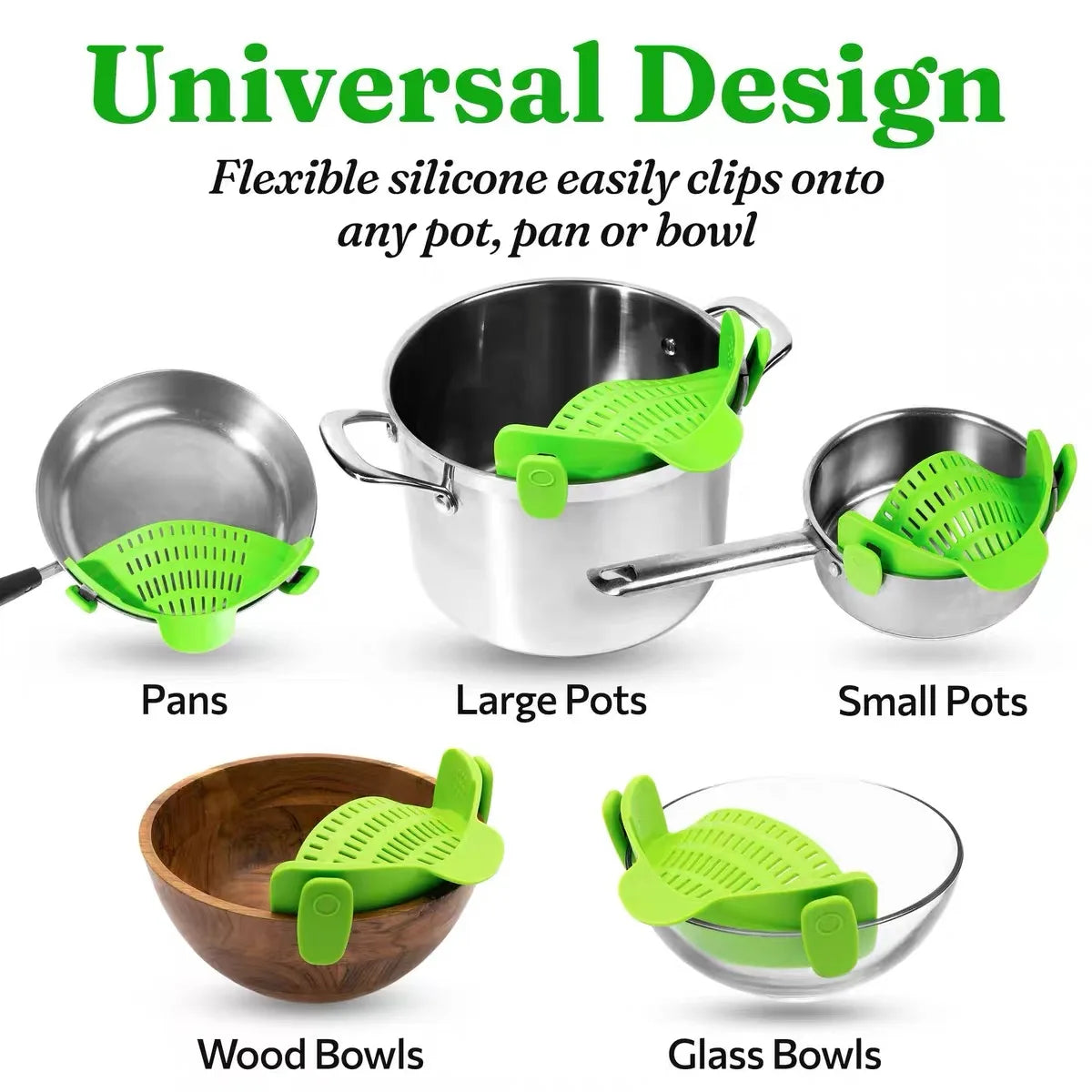 Quick-Clip Strainer: No-Spill Draining for Pots & Pans