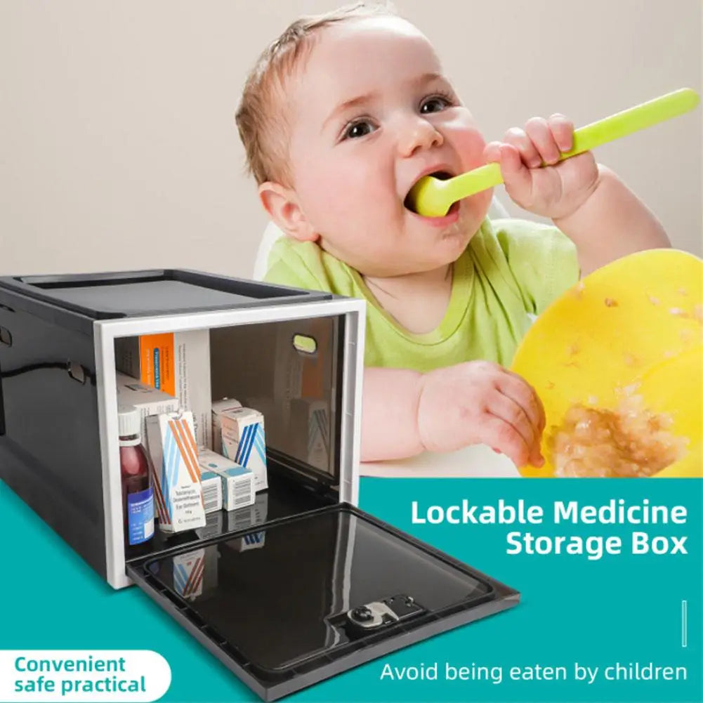 Clear Refrigerator Locking Storage Box for Food, Medicine, & More.