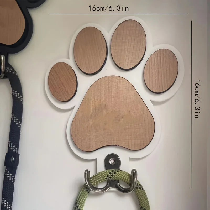 Chic Wooden Paw Print Wall Hook - Polished Finish, Handcrafted Towel & Clothes Hanger for Bedroom and Bathroom Decor