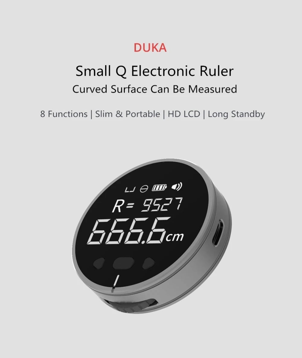 DUKA ATuMan Little Q Electric Ruler Distance Meter HD LCD Screen Measure Tools Rechargeable 99M Tape Ruler
