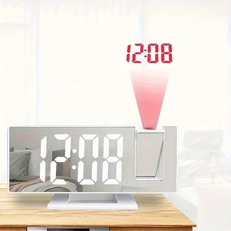 1PC Mirror multifunctional projection alarm clock Intelligent luminous clock Bedroom large screen projection clock