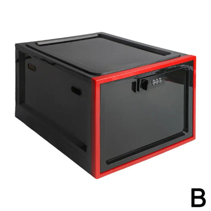 Clear Refrigerator Locking Storage Box for Food, Medicine, & More.