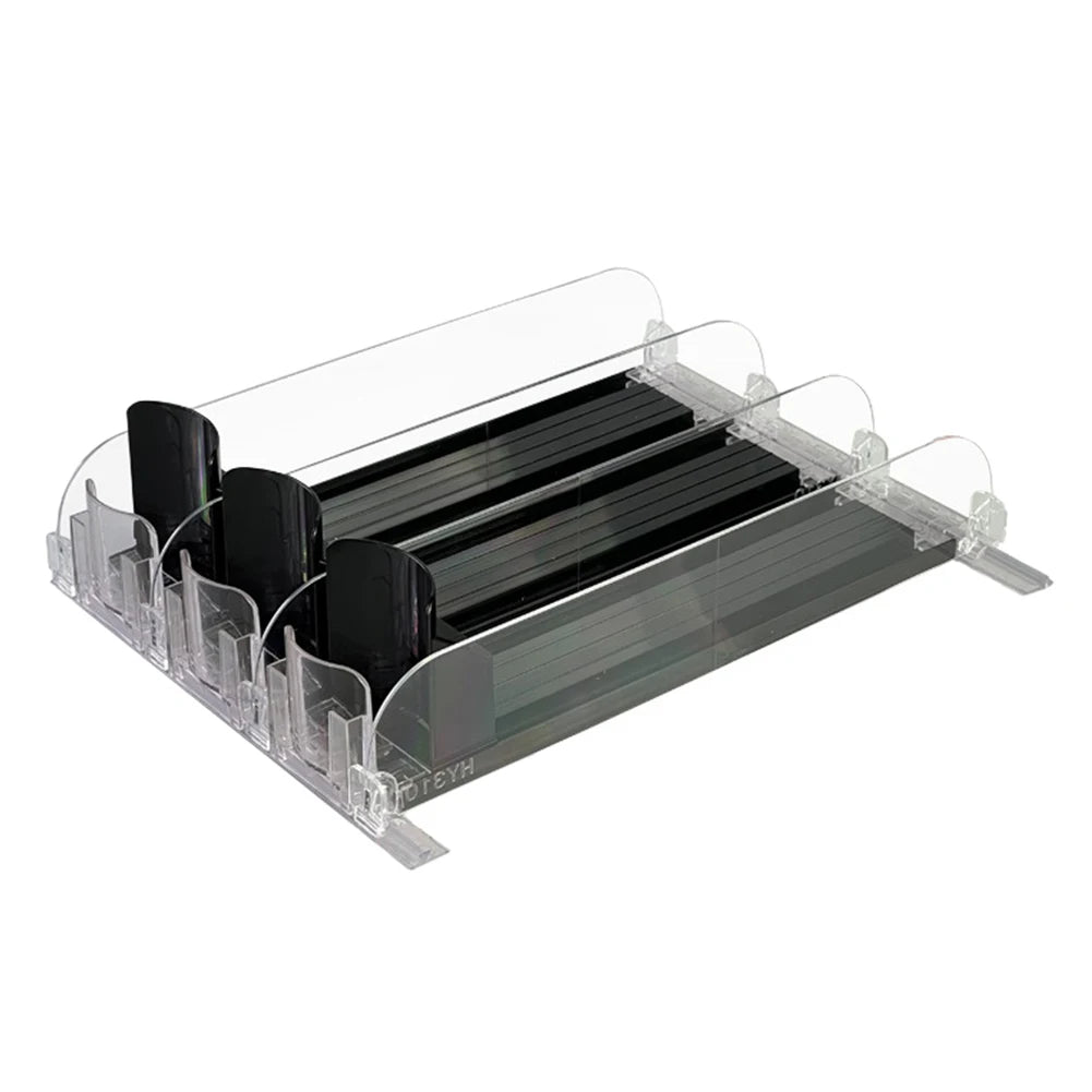 Adjustable Fridge Can Organizer with Spring-Loaded Dispenser