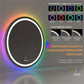LED Bathroom Mirror Round 800x800mm Wall Hanging Mirror Anti Fog Bluetooth Speaker Brightness Memory Front Light & RGB Backlit