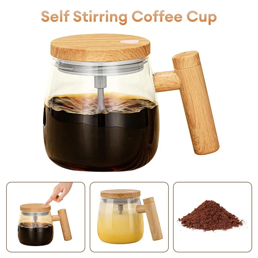 Electric Automatic Self Stirring Cup 400ml Self Mixing Coffee Mug Glass Waterproof Protein Powder Stirrers for Gym Home Office