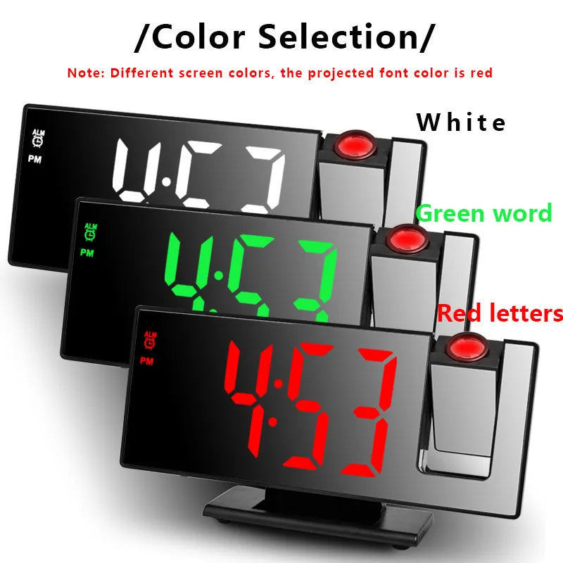 1PC Mirror multifunctional projection alarm clock Intelligent luminous clock Bedroom large screen projection clock