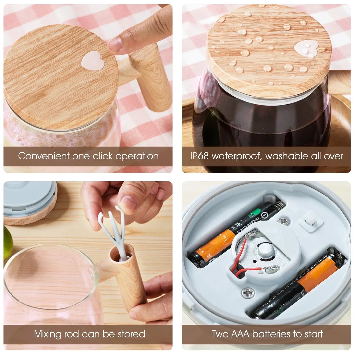 Electric Automatic Self Stirring Cup 400ml Self Mixing Coffee Mug Glass Waterproof Protein Powder Stirrers for Gym Home Office