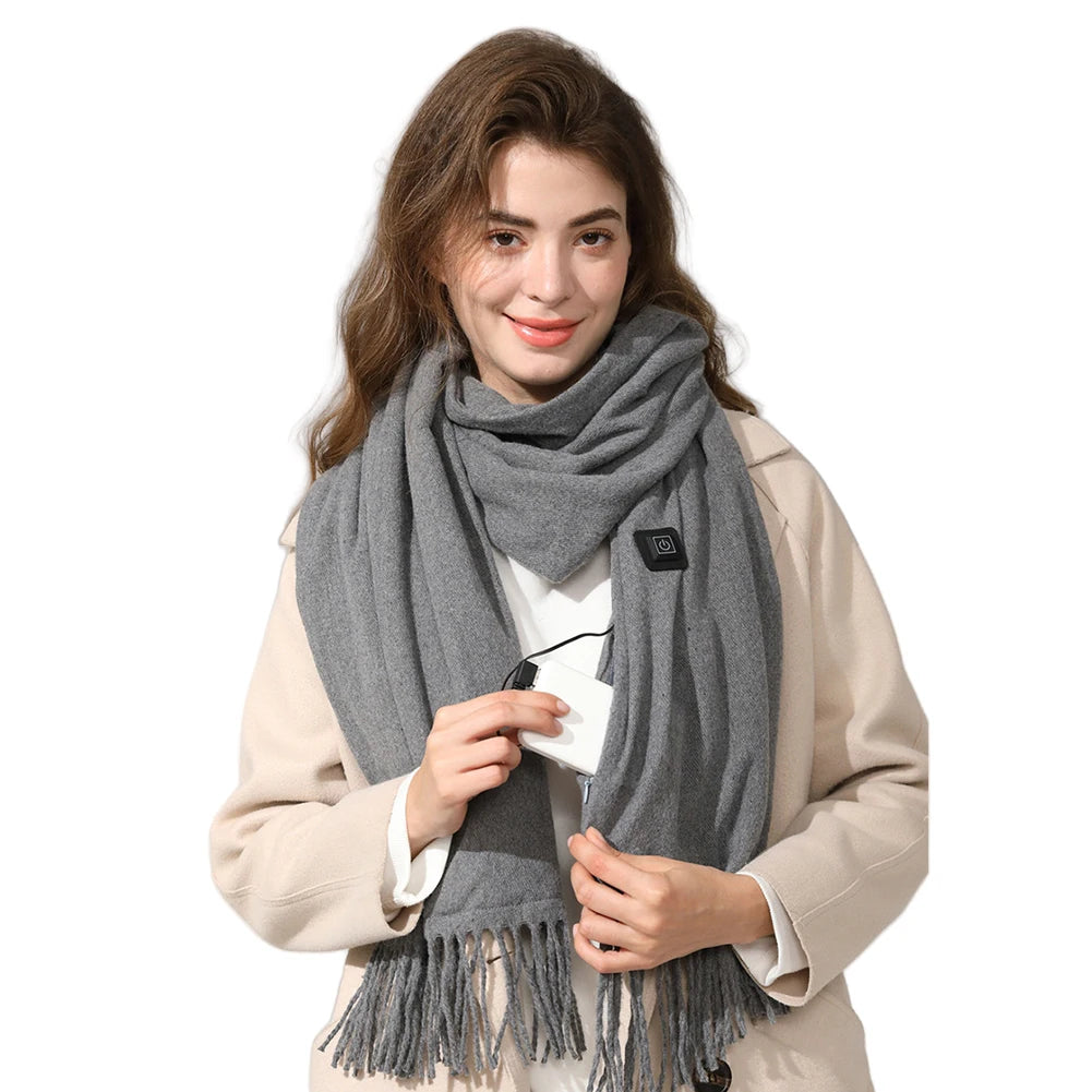 Electric USB Heated Scarf Neck Heating Pad 3 Temperature Adjustable Heated Neck Warmer Heating Neck Wrap for Men Women