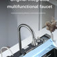 Large Stainless Steel Waterfall Kitchen Sink with Digital Faucet, Soap Dispenser & Cup Washer