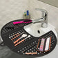 Collapsible Sink Cover and Silicone Makeup Pad with Bathroom Storage Shelves and Racks for Great Space Saving