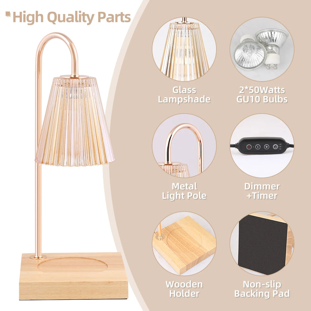 Candle Warmer Lamp Aromatherapy Retro Melting Wax Lamp with Timer Scent Candle Melt Lantern for Home Bedroom Modern Decoration