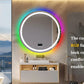 LED Bathroom Mirror Round 800x800mm Wall Hanging Mirror Anti Fog Bluetooth Speaker Brightness Memory Front Light & RGB Backlit