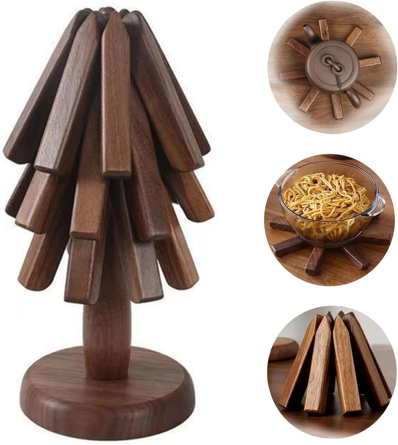 Folding Wooden Trivets, Tree Design, Heat-Resistant Coasters (Set of 3)
