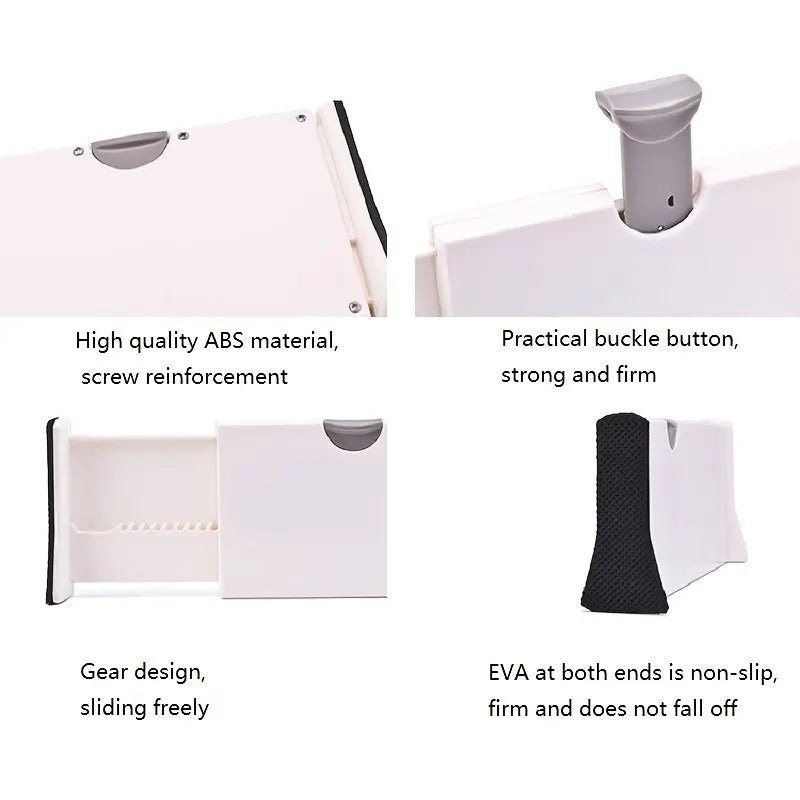 Adjustable T-Drawer Dividers – Retractable White Plastic Partition Holders for Home Organization