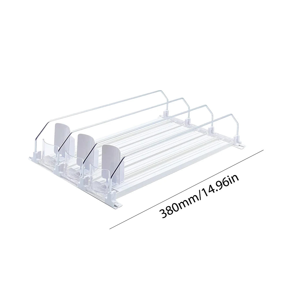 Adjustable Fridge Can Organizer with Spring-Loaded Dispenser