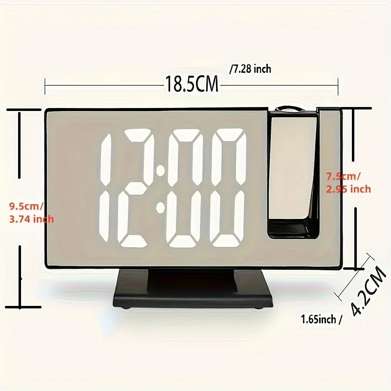 1PC Mirror multifunctional projection alarm clock Intelligent luminous clock Bedroom large screen projection clock
