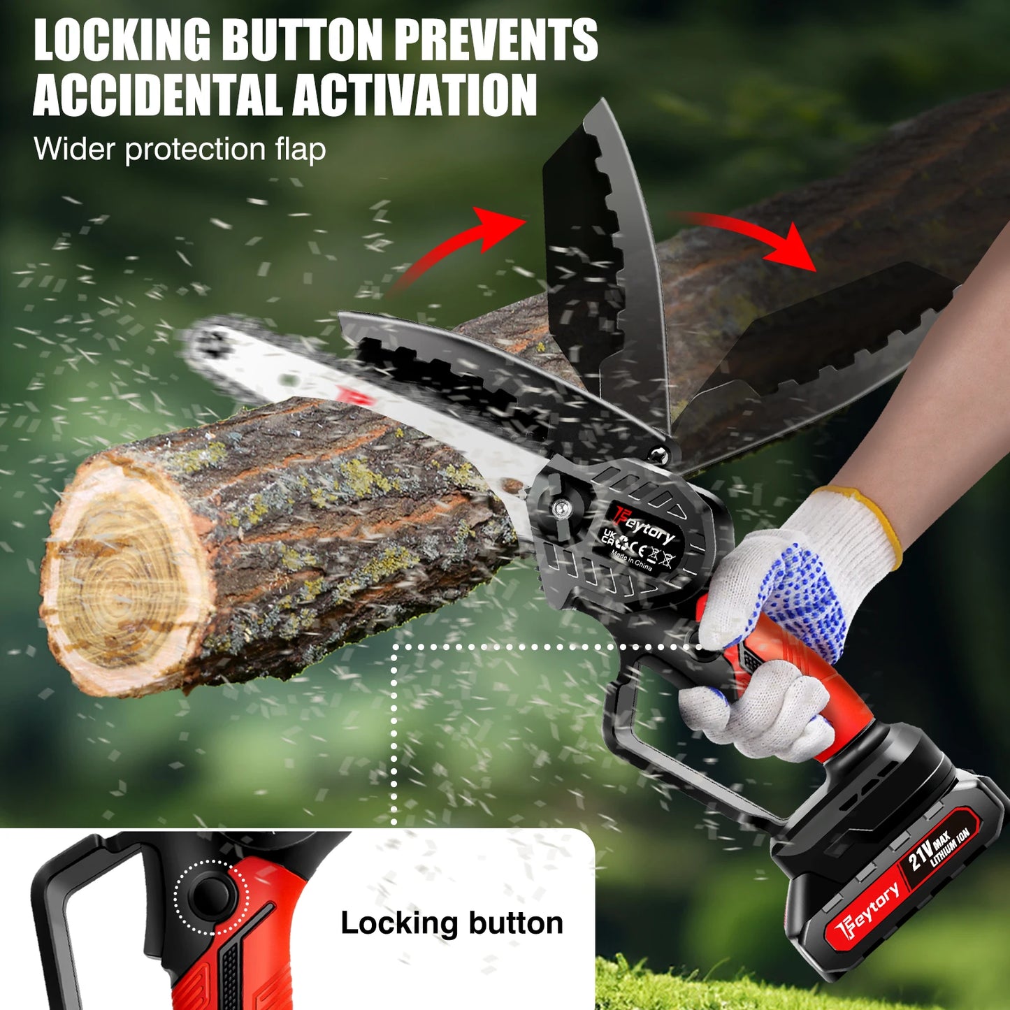 Cordless Mini Chainsaw, 6-Inch Electric Pruning Saw, Battery Powered