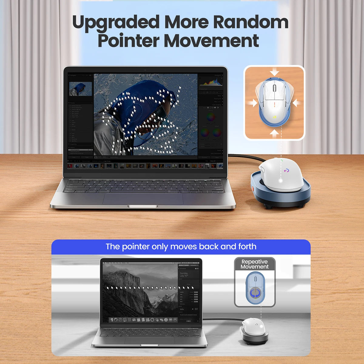 Vaydeer Undetectable Mouse Jiggler – Driver-Free Mouse Mover with Power Adapter & On/Off Switch