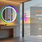 LED Bathroom Mirror Round 800x800mm Wall Hanging Mirror Anti Fog Bluetooth Speaker Brightness Memory Front Light & RGB Backlit
