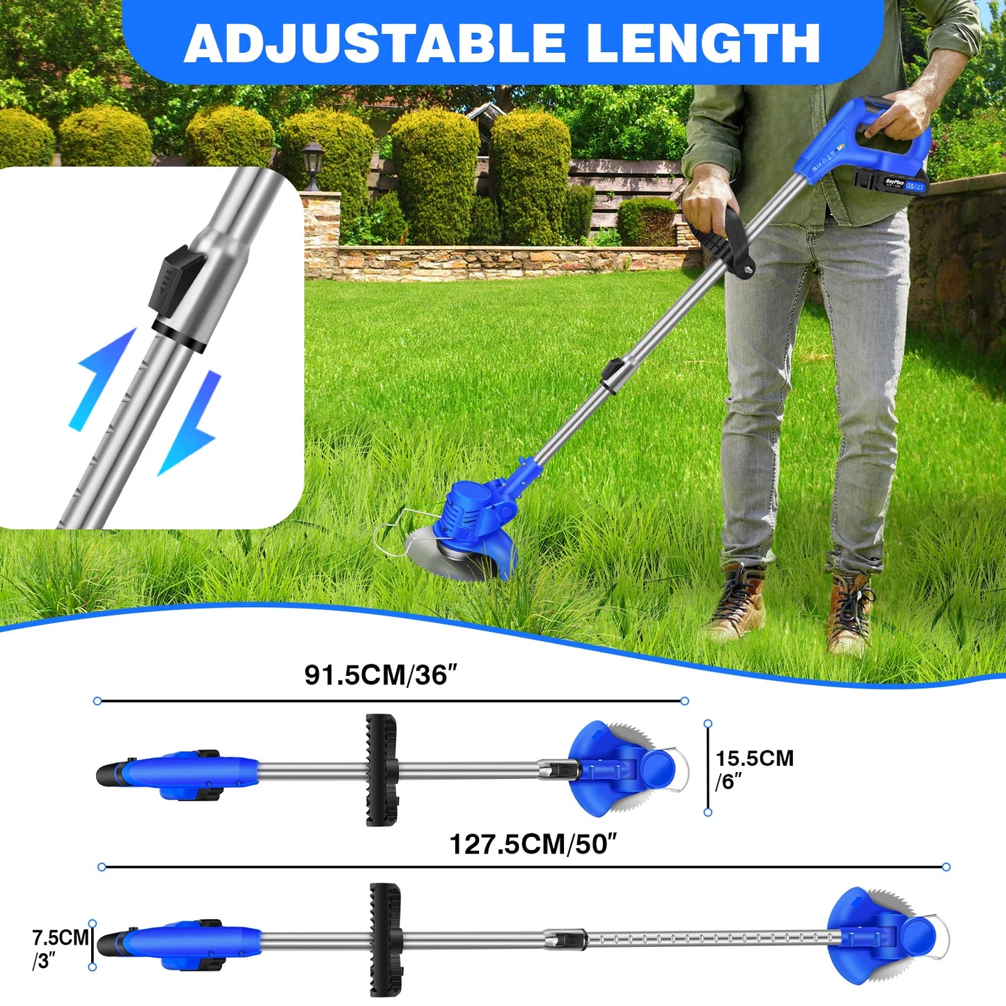 21V Cordless Grass Trimmer Set | 2 Batteries, Weed/Hedge Cutter