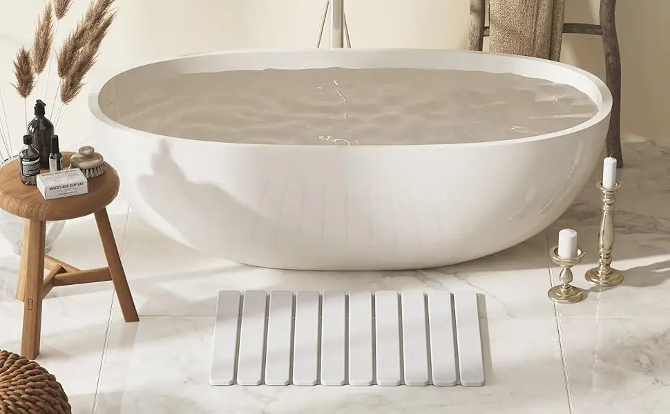 Quick Dry Stone Bathroom Mat Luxury Foldable Bathroom Rug Super Absorbent Bath Mats Non Slip Diatomaceous Earth Diatomite Mat