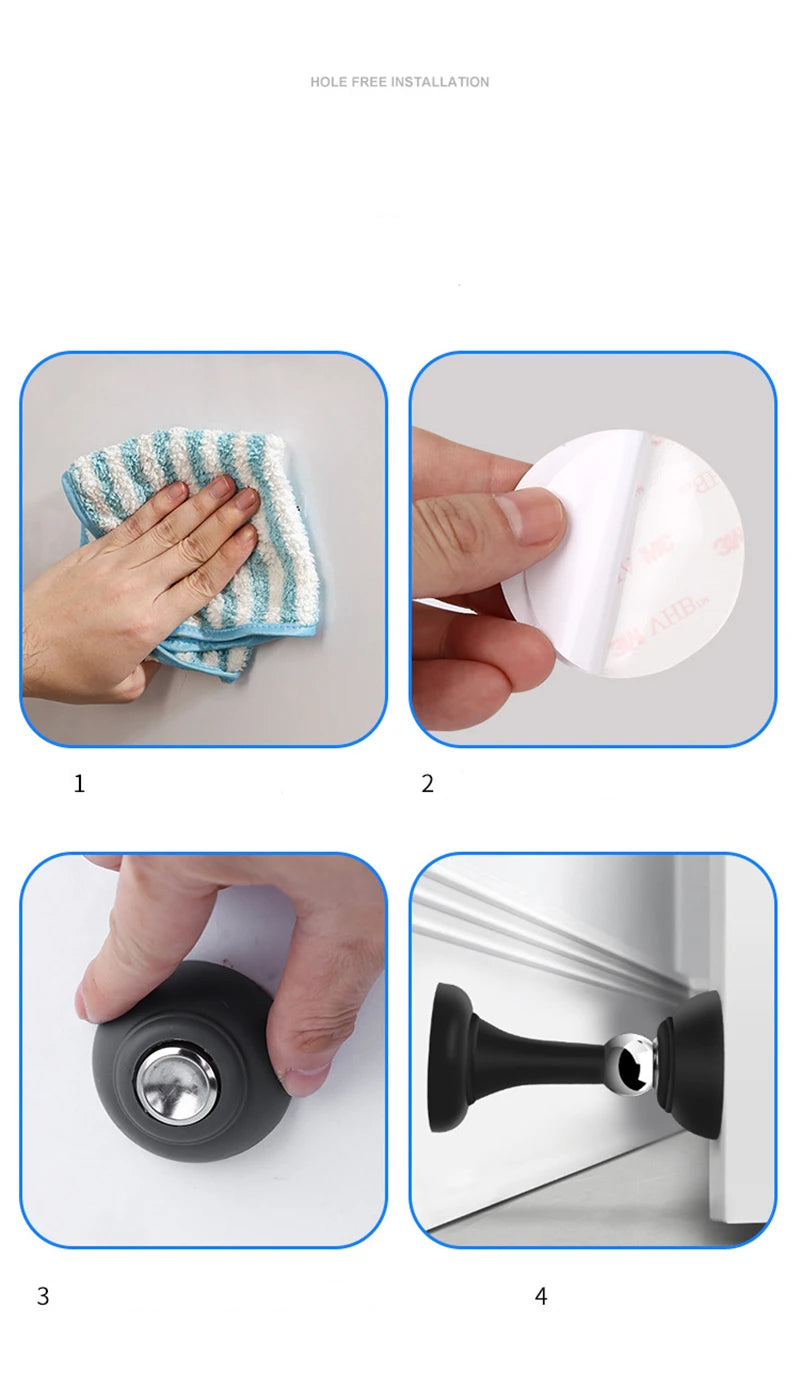 KK&FING Strong Magnetic Silent Suction Household Bedroom Free-punch Door Suction Anti-collision Door Stop Silicone Floor Suction