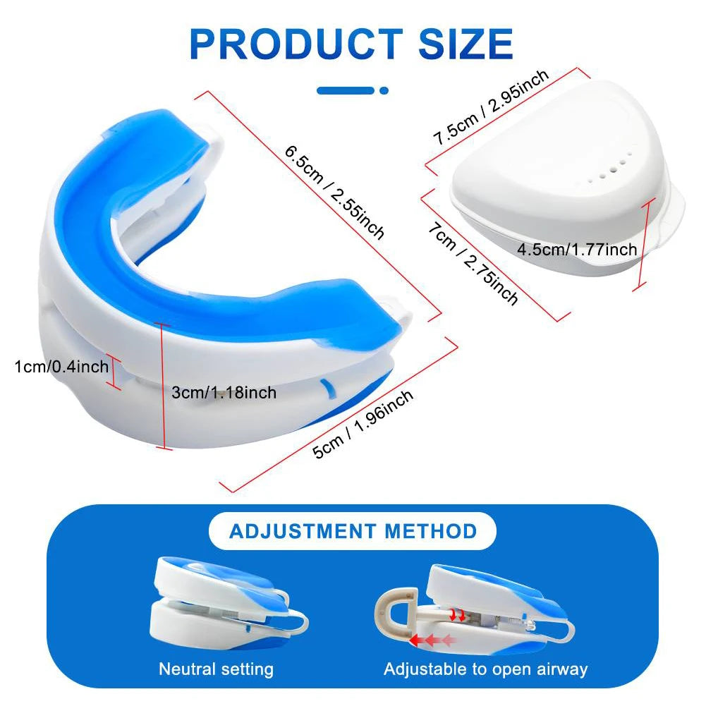Anti-Snoring Mouthpiece Anti-Snoring Device Adjustable Jaw Positioning Night Time Teeth Mouthguard & Sleeping Bite Guard