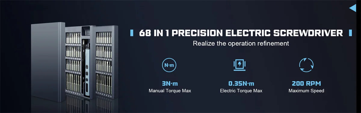 68-in-1 Electric Screwdriver Set – Precision Magnetic Bits, 5 Torque Modes for Electronics & Repairs