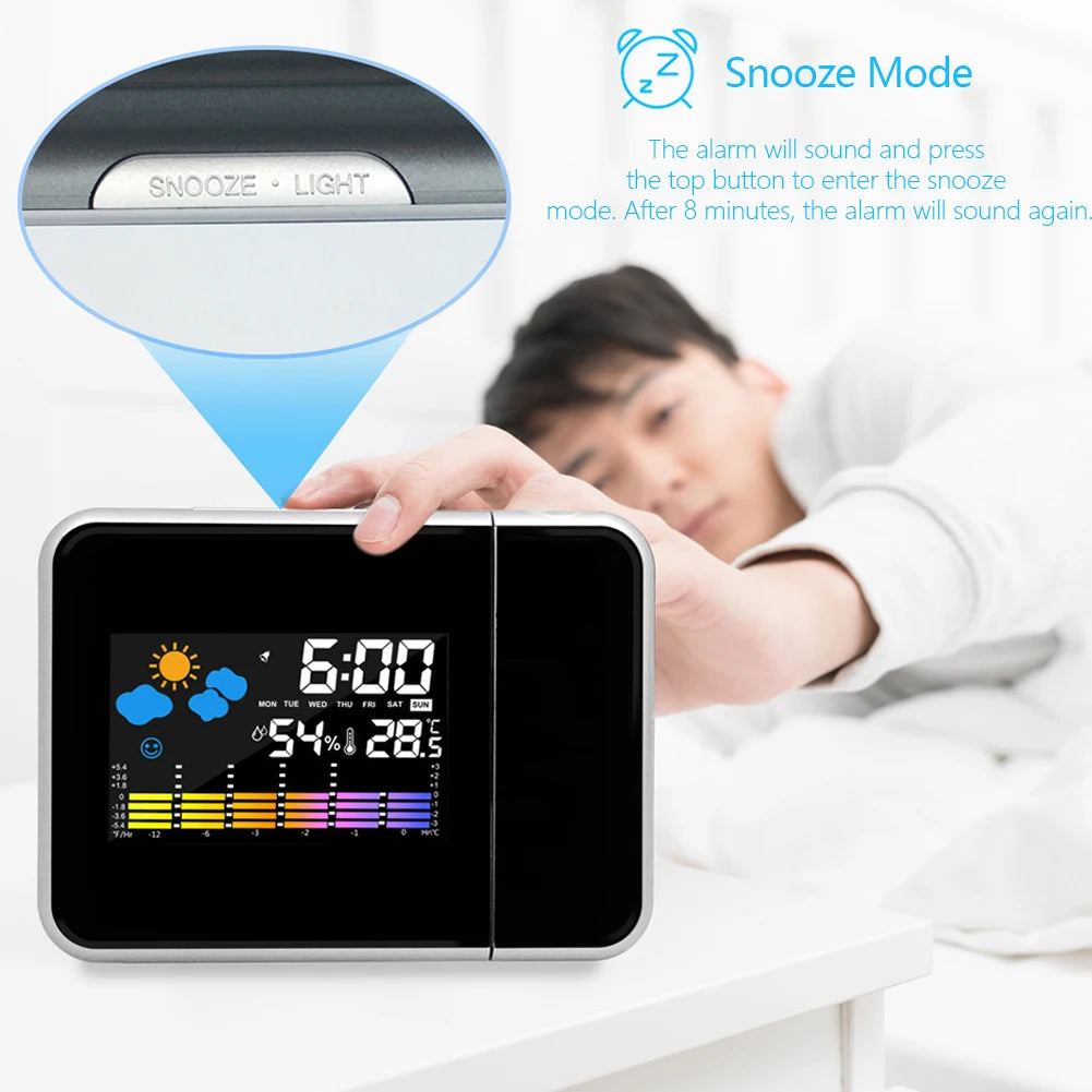 Smart Digital LED Alarm Clock with Night Backlight & Adjustable Projector – Modern Bedroom & Living Room Clock