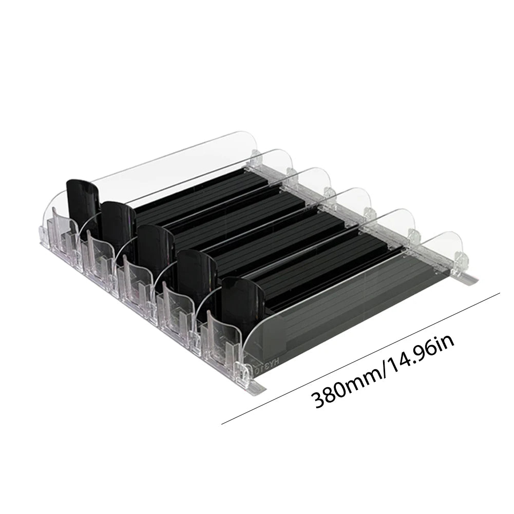 Adjustable Fridge Can Organizer with Spring-Loaded Dispenser