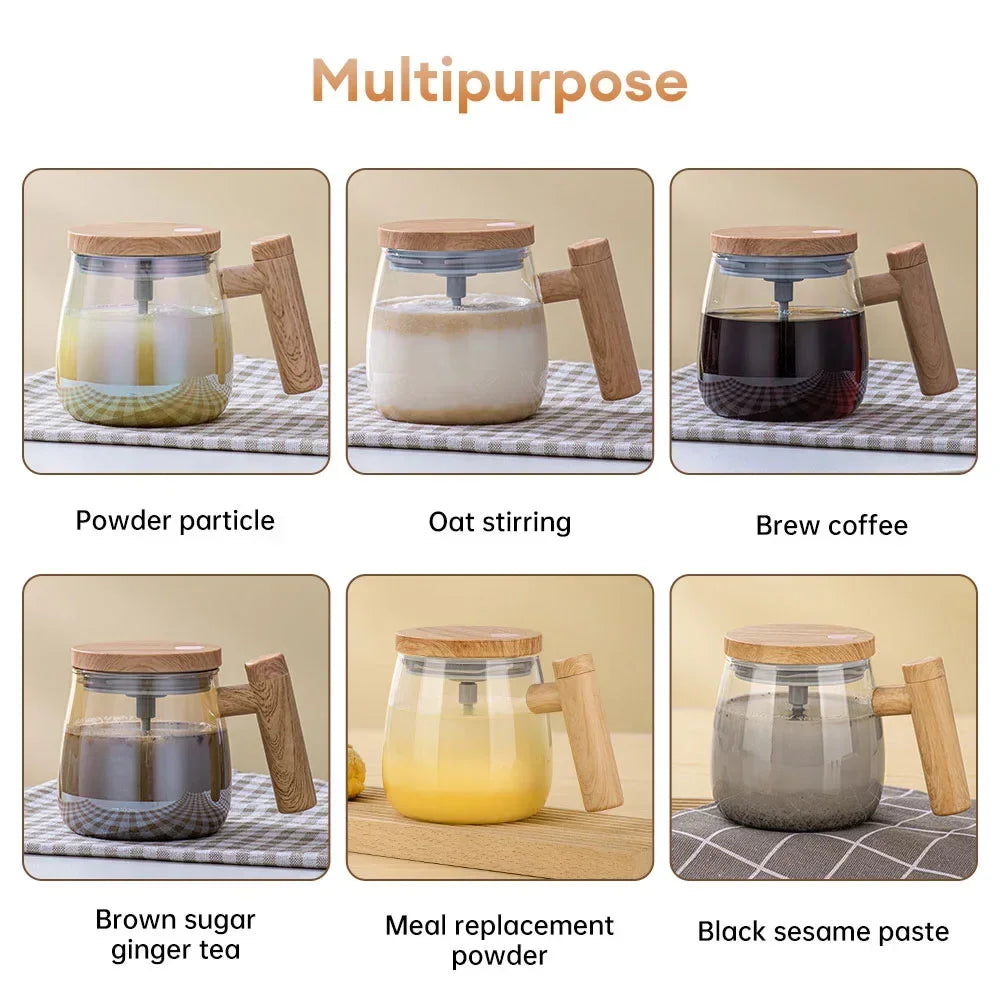 Electric Automatic Self Stirring Cup 400ml Self Mixing Coffee Mug Glass Waterproof Protein Powder Stirrers for Gym Home Office
