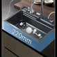 Large Stainless Steel Waterfall Kitchen Sink with Digital Faucet, Soap Dispenser & Cup Washer