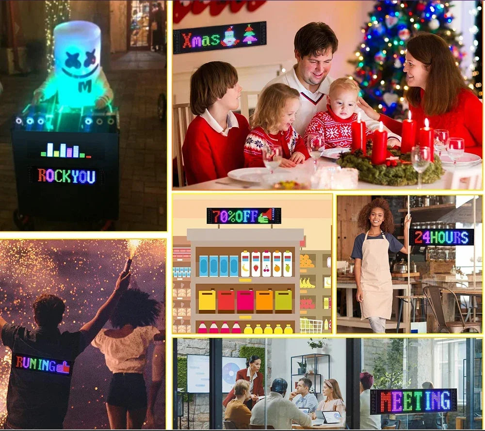 Bright LED Pixel Sign: Scrolling, Flexible, App-Controlled - Perfect for Cars & More!