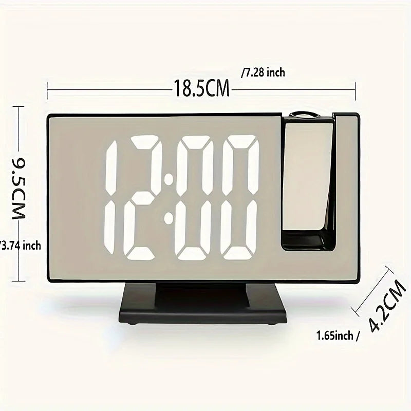 1PC Mirror multifunctional projection alarm clock Intelligent luminous clock Bedroom large screen projection clock