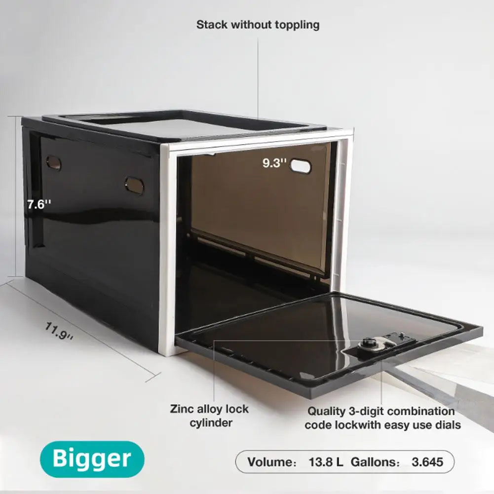 Clear Refrigerator Locking Storage Box for Food, Medicine, & More.
