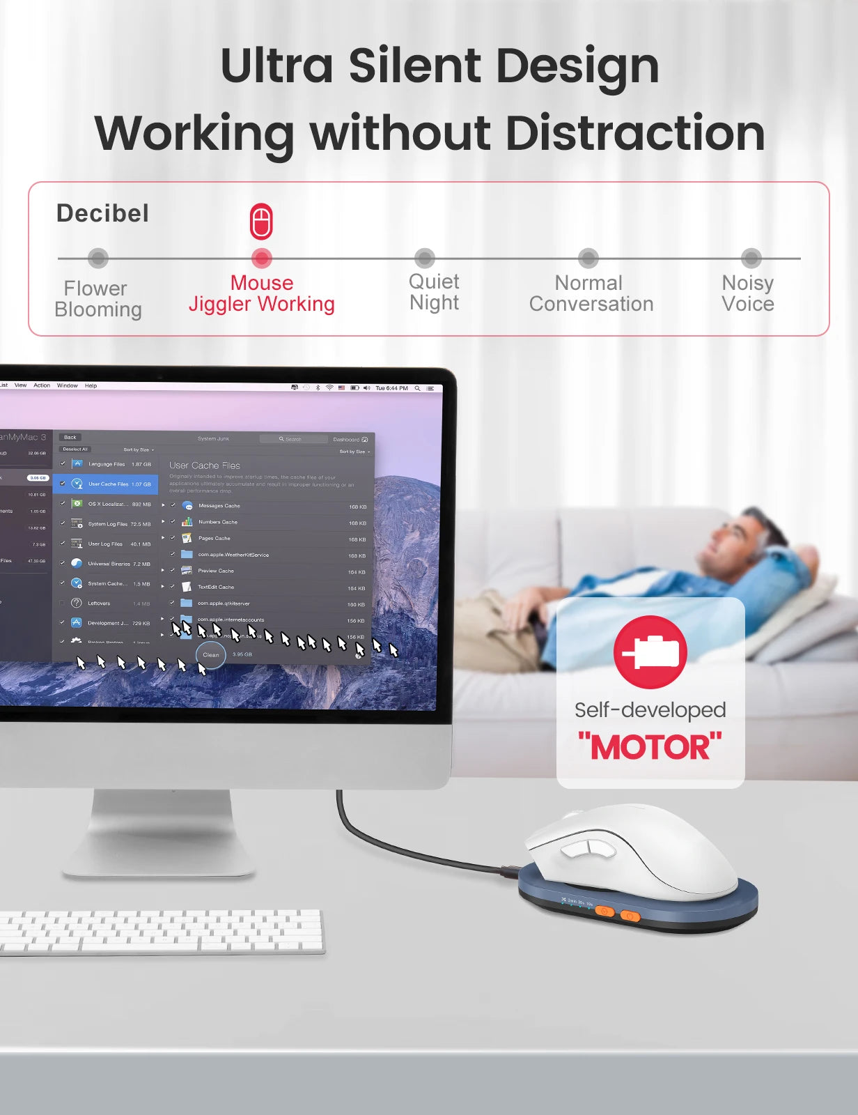 Vaydeer Undetectable Mouse Jiggler – Driver-Free Mouse Mover with Power Adapter & On/Off Switch