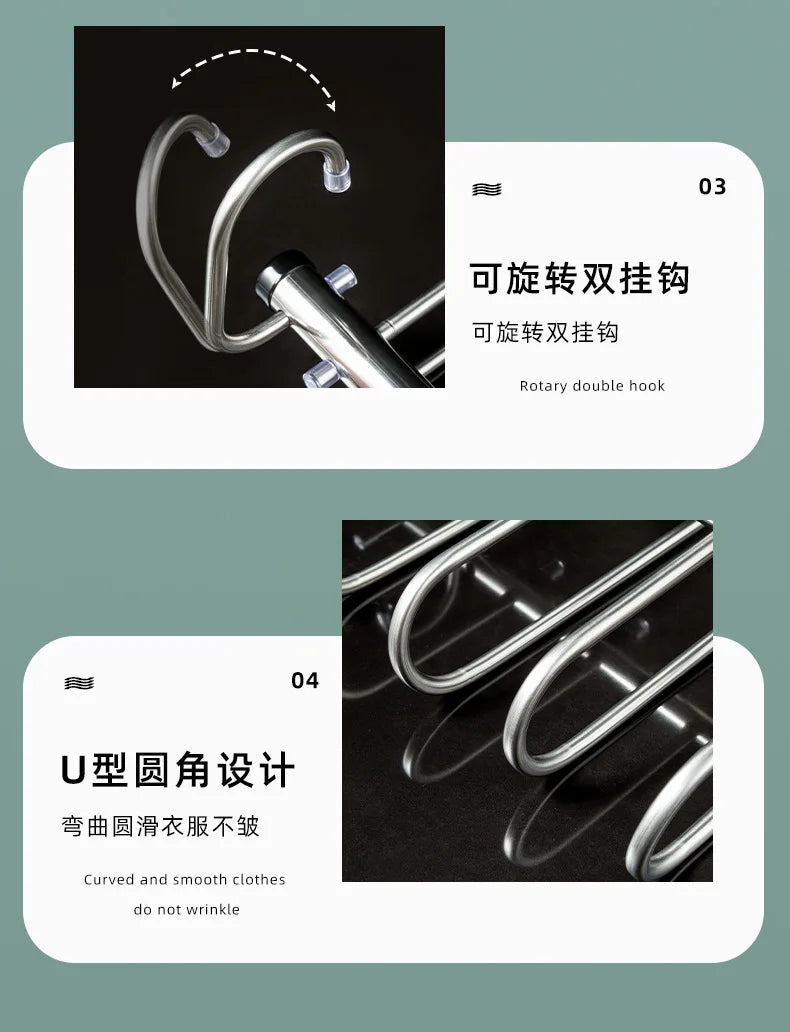 Folding Magic Pants Hangers 5/9layers Stainless Steel Space Saving Clothes Rack Organizer For Wardrobe Jeans Trousers Scarf