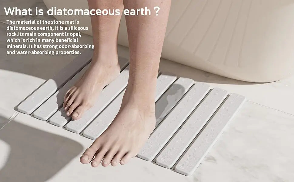 Quick Dry Stone Bathroom Mat Luxury Foldable Bathroom Rug Super Absorbent Bath Mats Non Slip Diatomaceous Earth Diatomite Mat