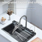 Large Stainless Steel Waterfall Kitchen Sink with Digital Faucet, Soap Dispenser & Cup Washer